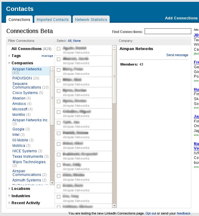 linkedin connections Private Beta 